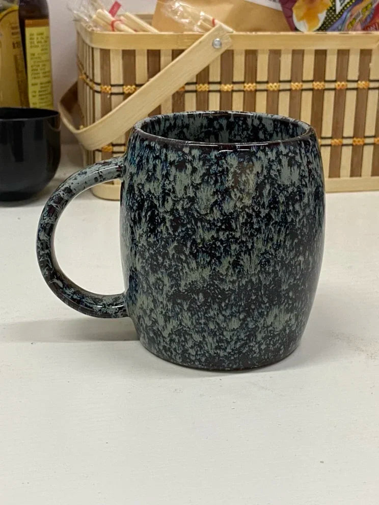 Creative and Personalized Mug Large Capacity Simple Ceramic Men's and Women's Couple Japanese Style Coffee Cup Quake Indigo 400ml 401-500ml