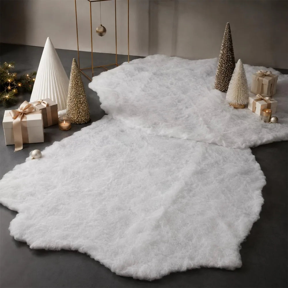 Christmas Decorative Snow Fabric White Soft Fluffy Snow Carpet Fake Simulated Snow Scenery for Winter Xmas Tree Holiday Decor Quake