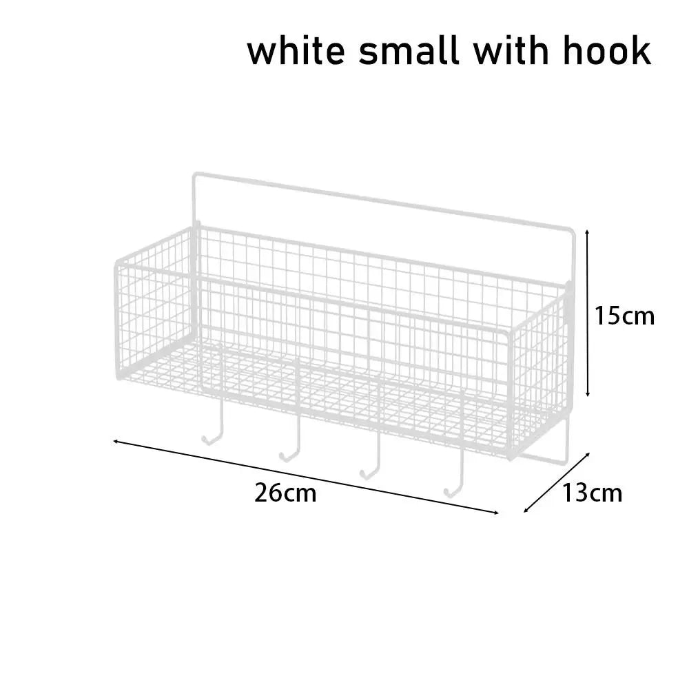 1Pcs Suspension Type Bathroom Storage Grid Shelf Wall Mount Kitchen Bathroom Accessories Bathroom Organizer Quake white small hook