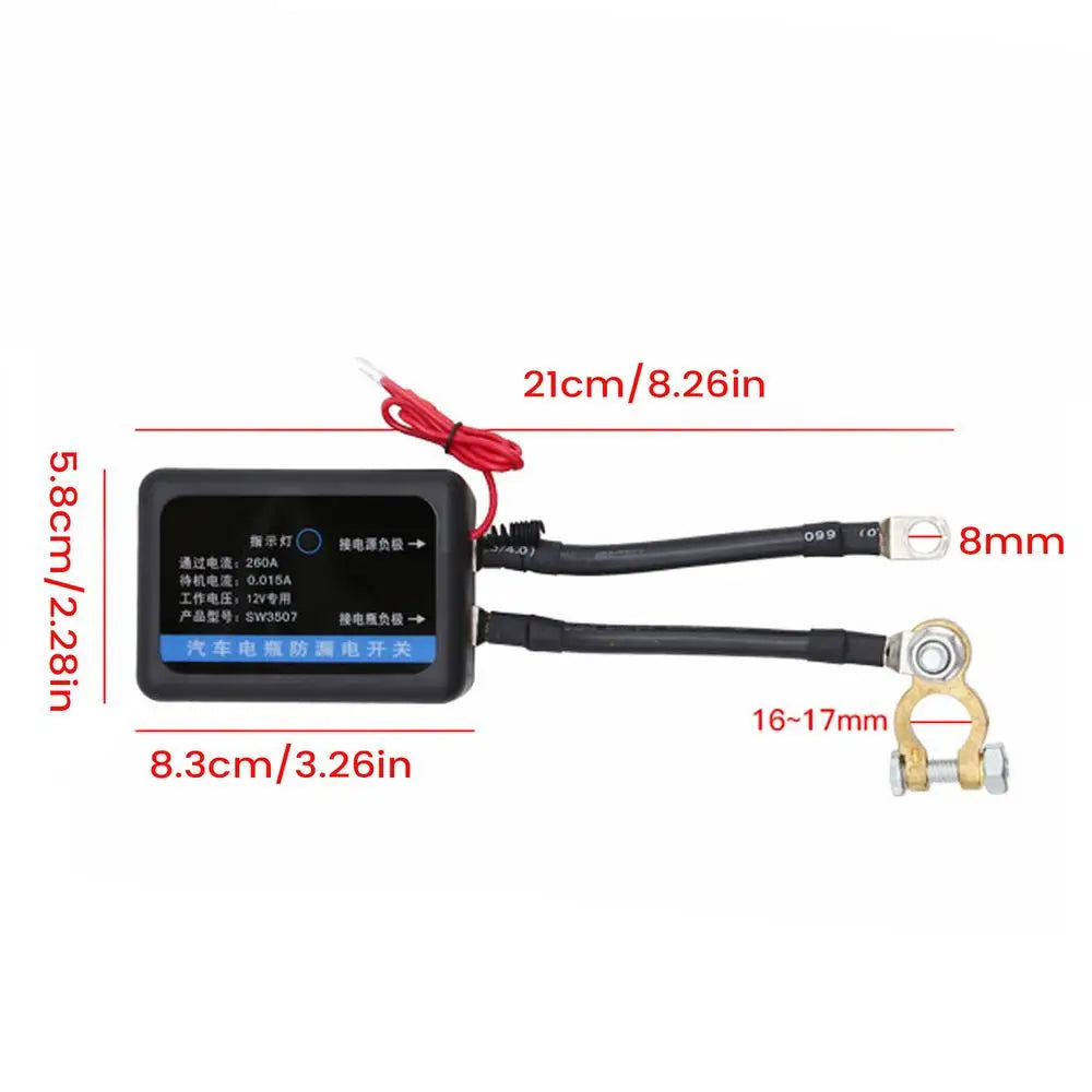 Remote Car Battery Disconnect Control Anti-Theft Equipment Prevent Drain Remote Switches for Mechanics Electricians Long Term Quake Black
