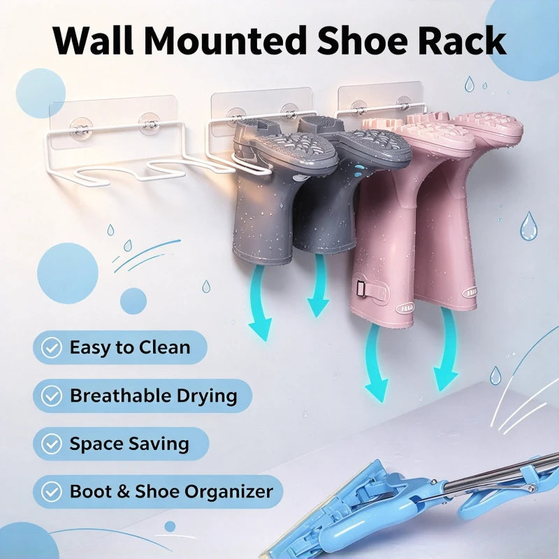1PC Wall Mounted No Drilling Boot Storage Rack Behind Door Dustproof Holder for Knee High Boots Rain Boots Wellingtons Quake