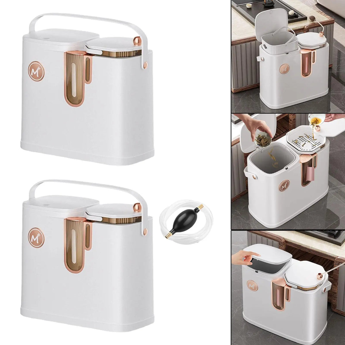 Wet and Dry Dual Trash Can Recycle Garbage Garbage Can Recycling Bin Tea Dregs Drainage Bucket for Office RV Home Dorm Vehicle Quake