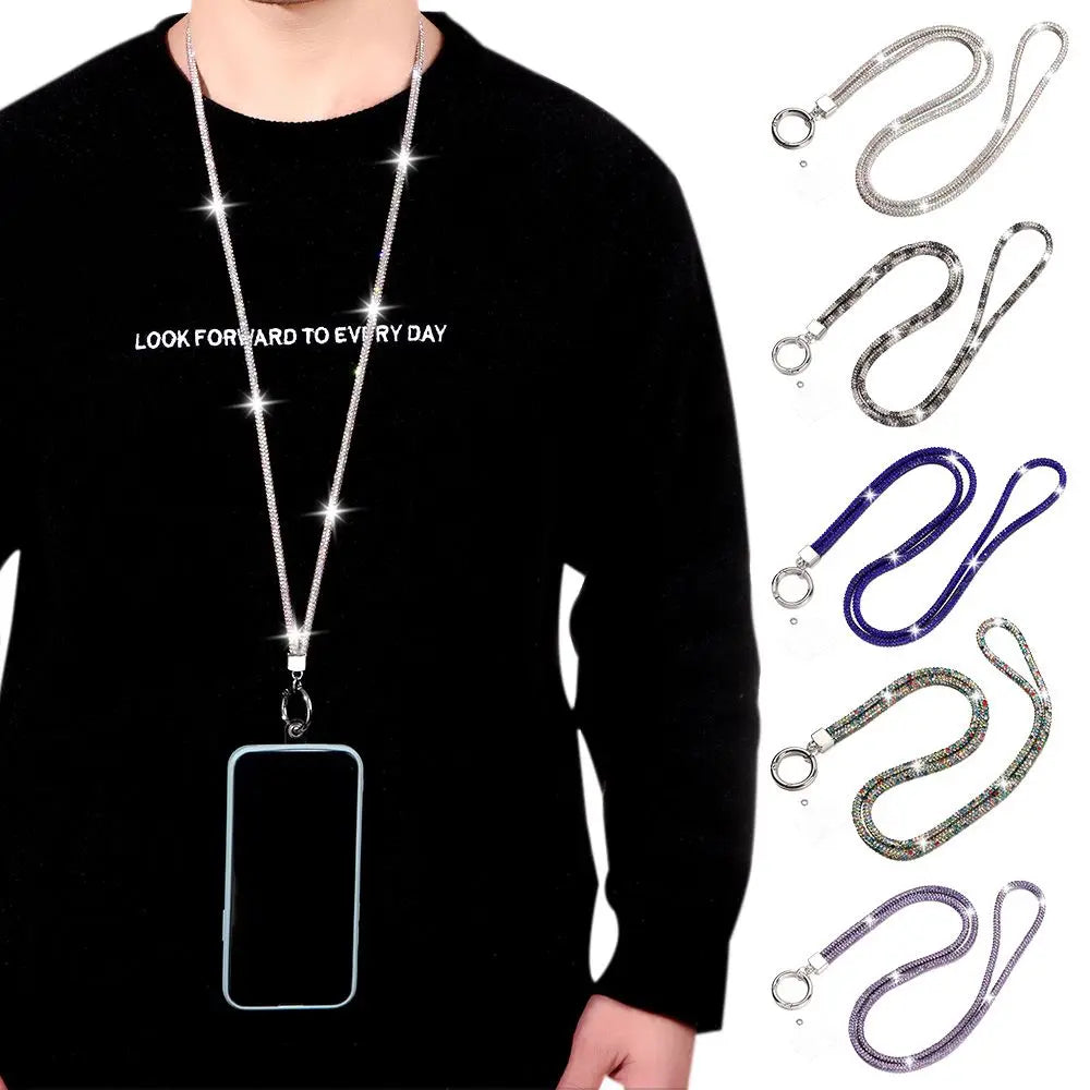 Glitter Rhinestone Phone Lanyard Phone Diamond Crystal Chain Straps Keychain Hanging Anti-lost Rope Quake