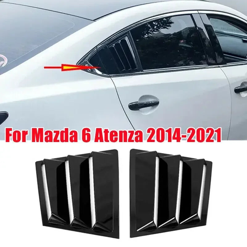 For Mazda 6 Atenza 2014-2021 Car Rear Louver Window Side Shutter Cover Trim Sticker Vent Scoop ABS Carbon Fiber Accessories Auto Quake
