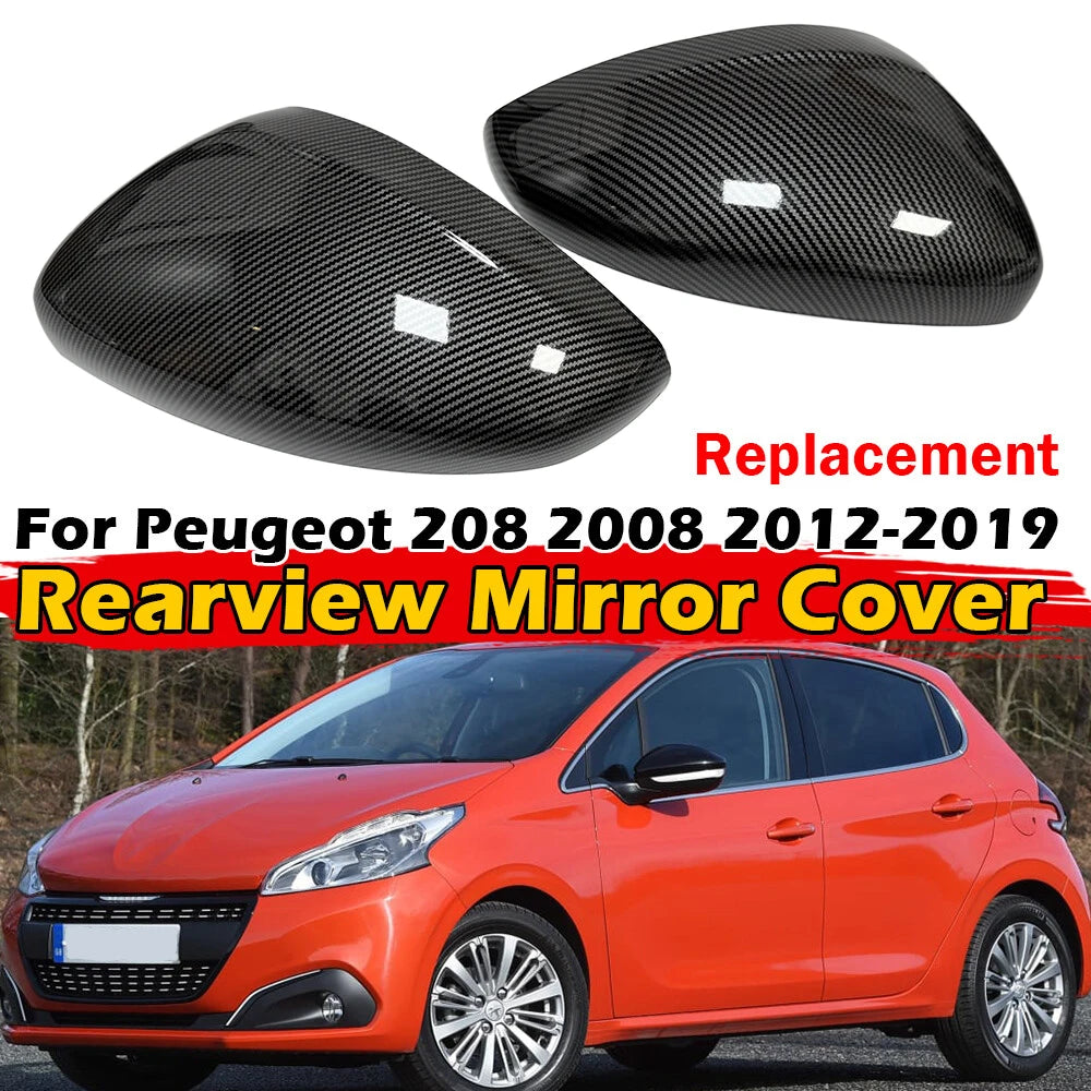 For Peugeot 208 2008 2012-2018 Citroen C3 2016 to 2020 Car Replacement Rearview Side Mirror Cover Wing Cap Exterior Case Trim Quake