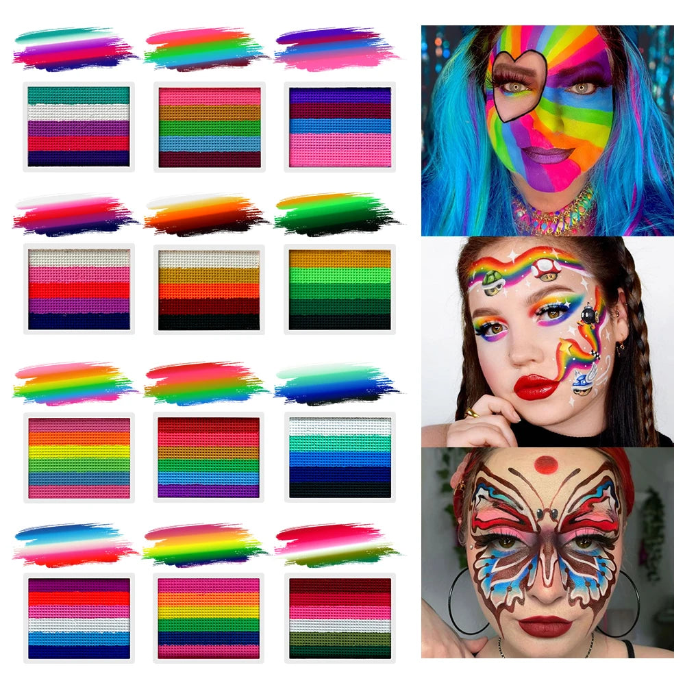 8G 12 Color Water Monochromatic Face Body Painting Palette Festive Washable face and body paint Makeup Costume Body Partie Quake