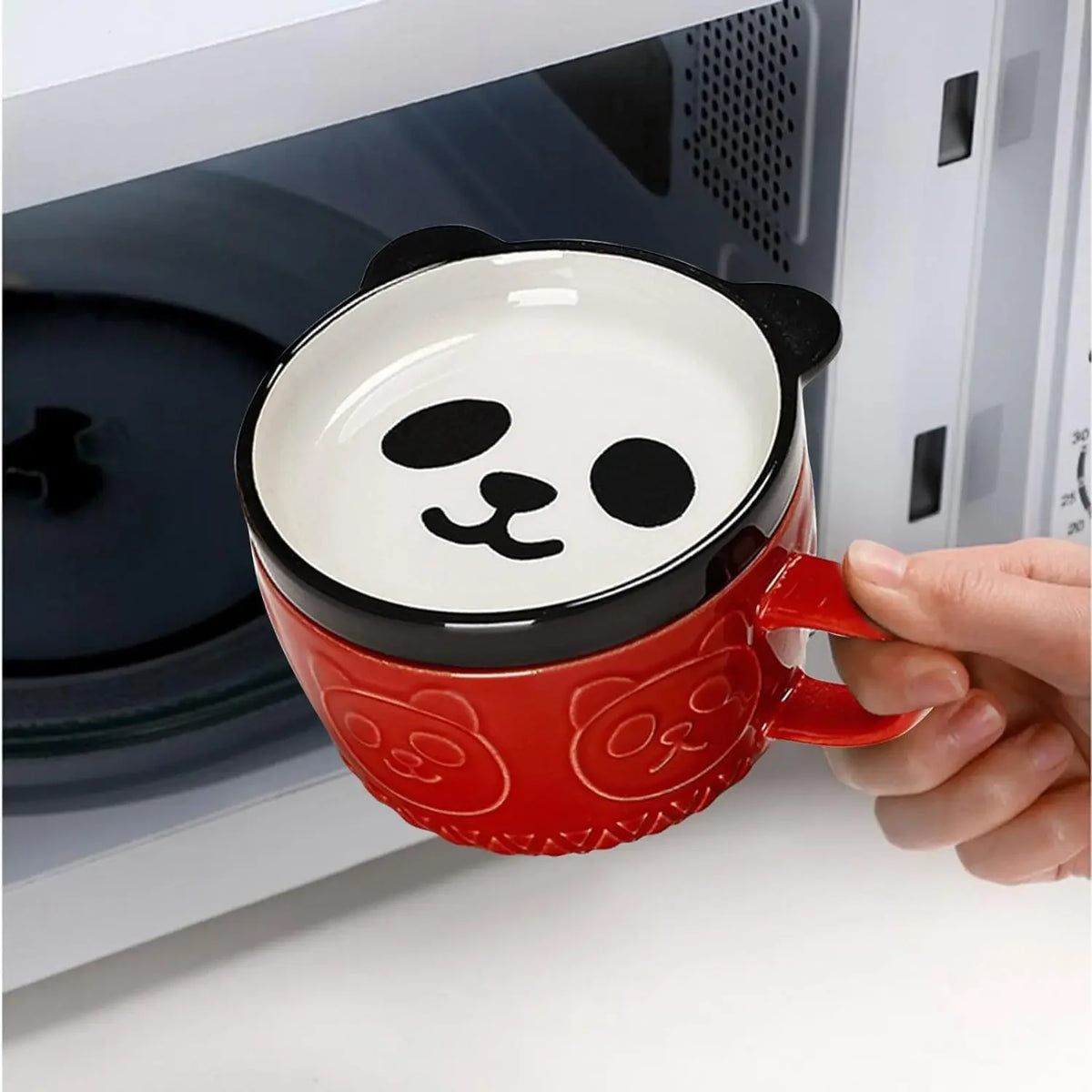 YWDL 300ml Cartoon Animal Ceramic Mug With Lid Breakfast Oatmeal Cup And Saucer Milk Coffee Mug With Spoon Microwave Oven Safe Quake