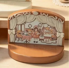 1Pcs Miniature 3D Cartoon Cute Bear Stage Resin Micro Landscape Simulation Desk Model Play Toys Decor Dollhouse Accessories Quake light coffee