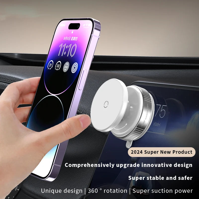 K009 Car Phone Holder Mechanical Vacuum Suction Cup Strong Magnetic Adsorption Bracket For Gym Kitchen Car Navigation Stand Quake