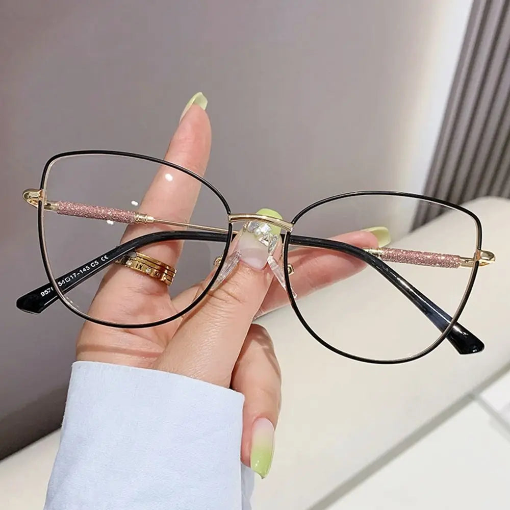 Fashion Vintage Cat Eye Computer Goggles Women Anti Blue Light Glasses Metal Frame Optical Glasses Trendy Office Eyeglasses Quake C05