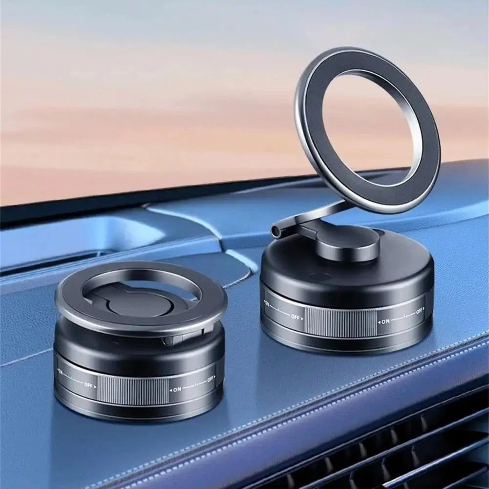 Magnetic Vacuum Car Phone Mount 360 Degrees Rotatable with Strong Suction Adjustable Air Vent Dashboard Holder for Navigation Un Quake