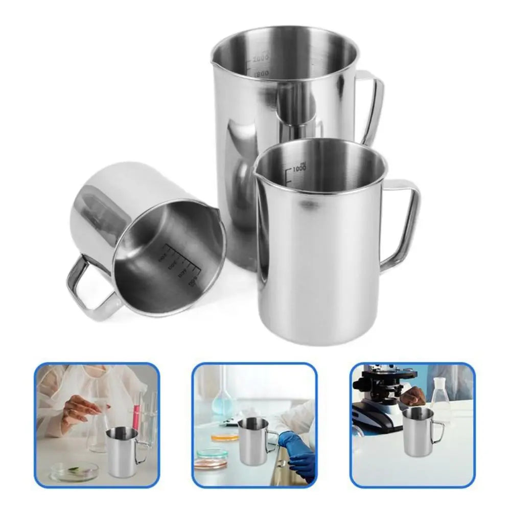 New Stainless Steel Laboratory Beaker Large Capacity 500ml Espresso Mugs Scale Graduation 1000ml Measuring Cups Kitchen Tool Quake
