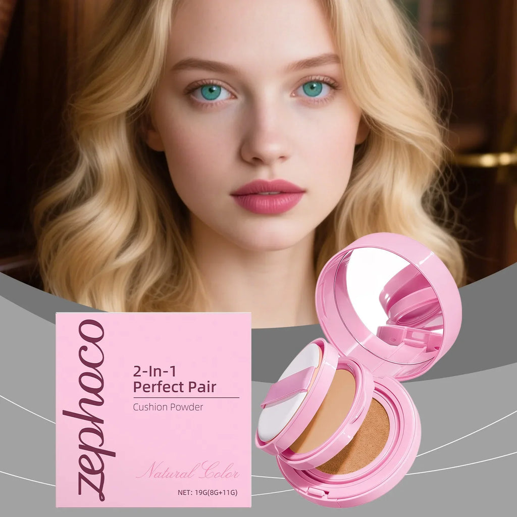 Zephoco2-in-1Cushion Foundation Lightweight Hydrating Long Lasting Daily Wear Photo Ready Ideal for Graduation And Party Makeup Quake