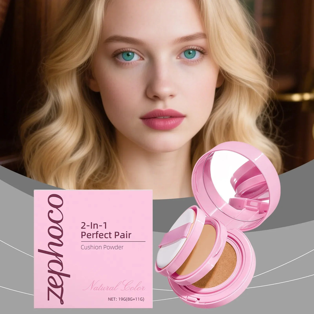 Zephoco2-in-1Cushion Foundation Lightweight Hydrating Long Lasting Daily Wear Photo Ready Ideal for Graduation And Party Makeup Quake