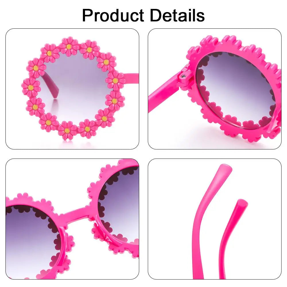 Round Flower Sun Glasses for Kids Cute Daisy Sunglasses Children Outdoor Sun Protection Shades Fashion Funny Party Eyewear Quake