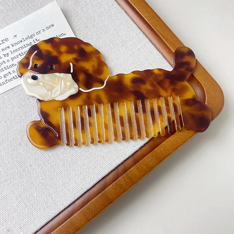 Acetic Acid Wide Tooth Comb Cute Cartoon Animal Detangling Hair Brush Dog Swan Pattern Small Pocket Comb Salon Hair Accessories Quake 4 10.5cmx7cm