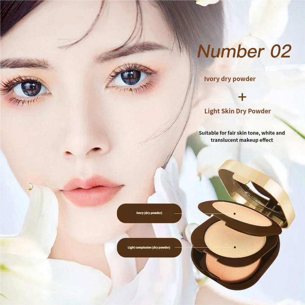 KAQIAI High Definition Double Layer Powder: Concealer, Contour, Wet & Dry, Hydrating, Long-Lasting Makeup Setting Powder Quake