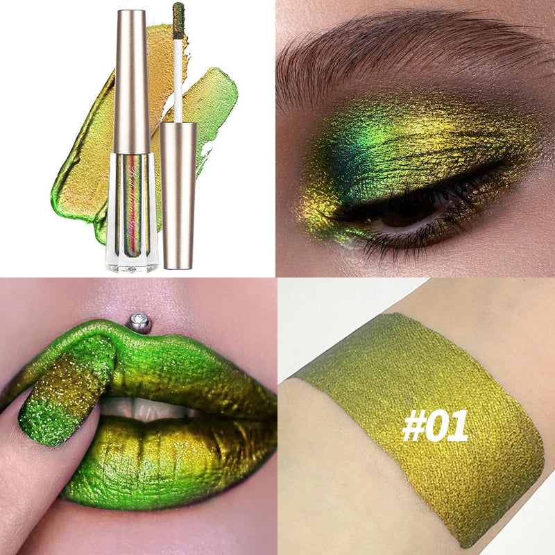 Chameleon EyeshadowsDiamond Glitter Liquid Eyeshadow StickHighly Pigmented Metallic Shimmering Long Lasting Shine All Makeup Quake 01