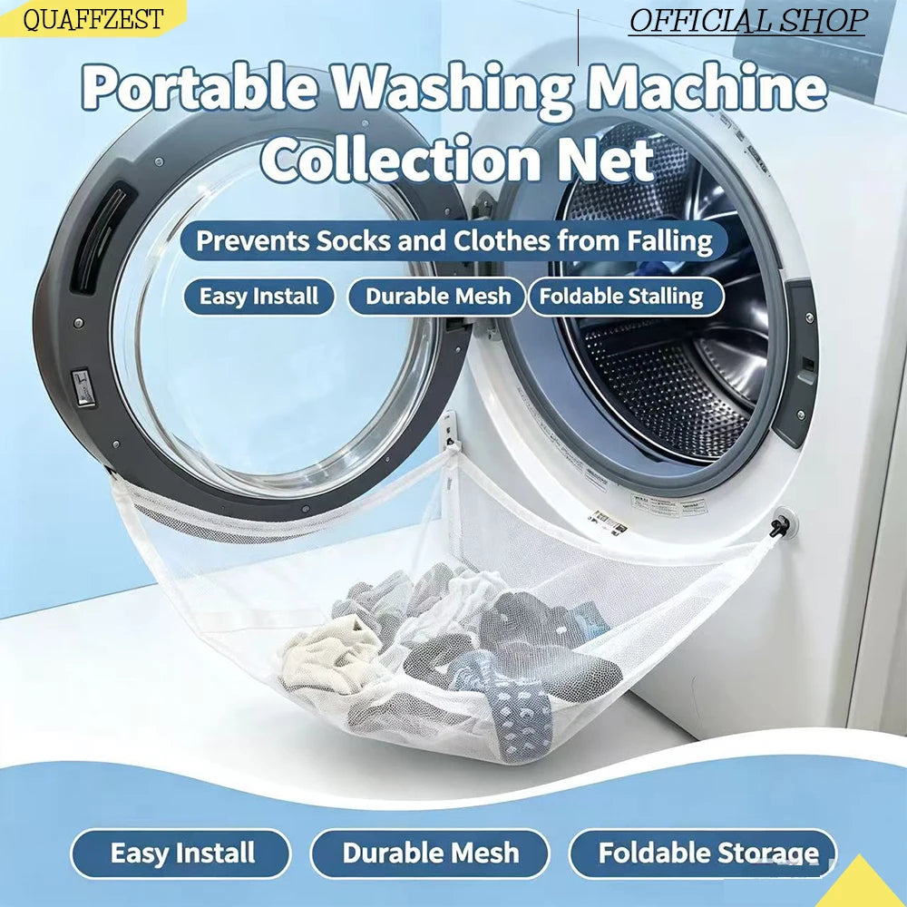 Front Load Washing Machine Collection Net Foldable Anti-fall Laundry Clothes Catcher Bag Quake Default Title