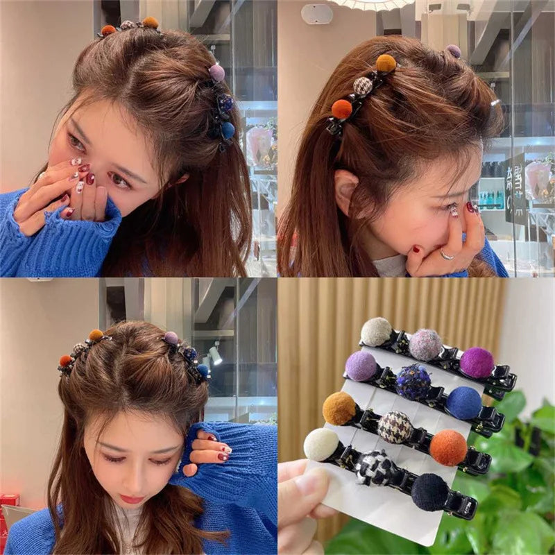 Velvet Bangs Clip Sweet Cute Barrettes Hair Side Clip Fashion Braided Hairpins Hair Accessories Black Headwear Women Style Tools Quake
