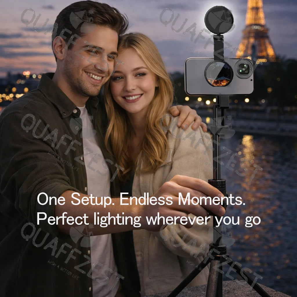 4 in 1 Phone Mount 1.3m Extendable live Tripod Selfie Stick Support LED Ring Dual Light Mirror Stand for Phone Quake