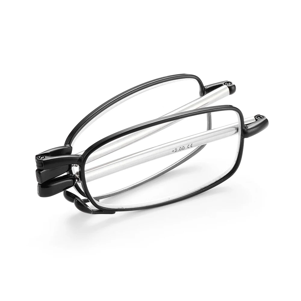 Portable Folding Reading Glasses for Men Women Telescopic Legs Rotation Presbyopia Eyeglasses Fashion Metal Frame Reader Eyewear Quake