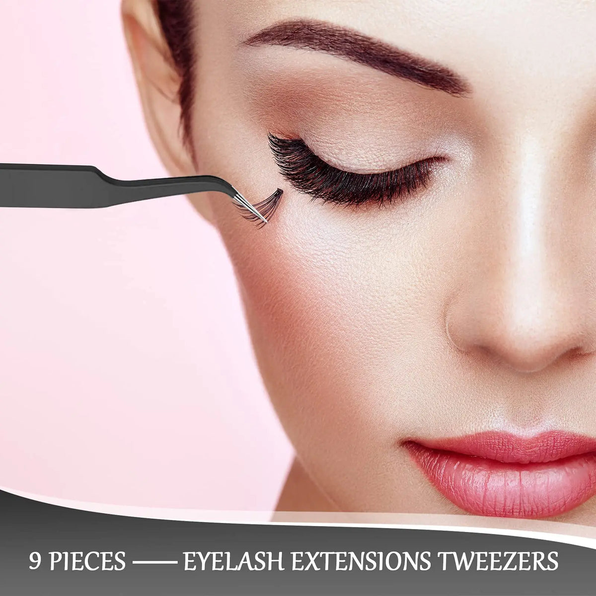 Tweezers with Protective Cover Curved Tip 1/9Pcs Eyelash Extension Tweezers, Stainless Steel Curved Tip Tweezers Pointed Tip Quake
