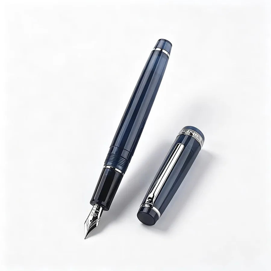 Jinhao 82 Light Cyan Resin Fountain Pen Silver Metal Nib Retro Smooth Writing Ink Pen With Denim Pen Sleeve Stationery PK 59 Quake 82-4 M 0.7MM