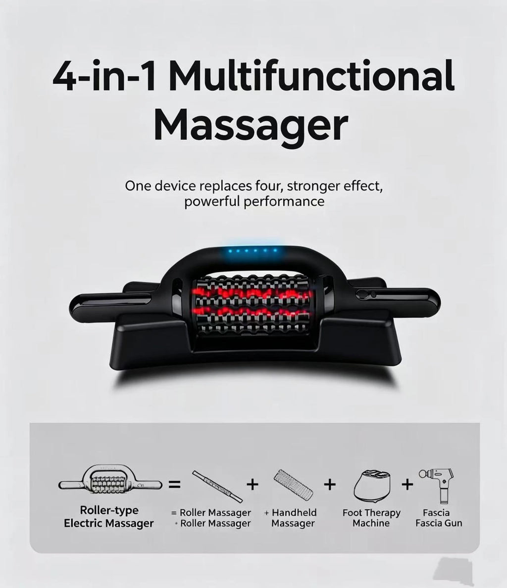 Electric Roller Massage Impactor Deep Tissue Red Light Heat Rechargeable Muscle Relaxer Quake