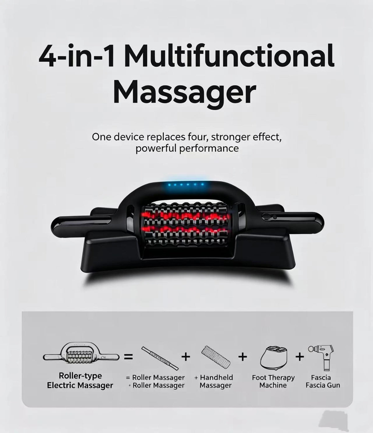 Electric Roller Massage Impactor Deep Tissue Red Light Heat Rechargeable Muscle Relaxer Quake