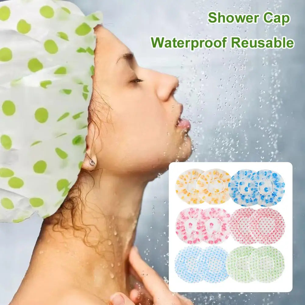 Shower Cap For Women, Elastic And Reusable Hair Bath Caps, Waterproof Bathing Hat Stocking Stuffers For Women Ladies Spa Salon Quake