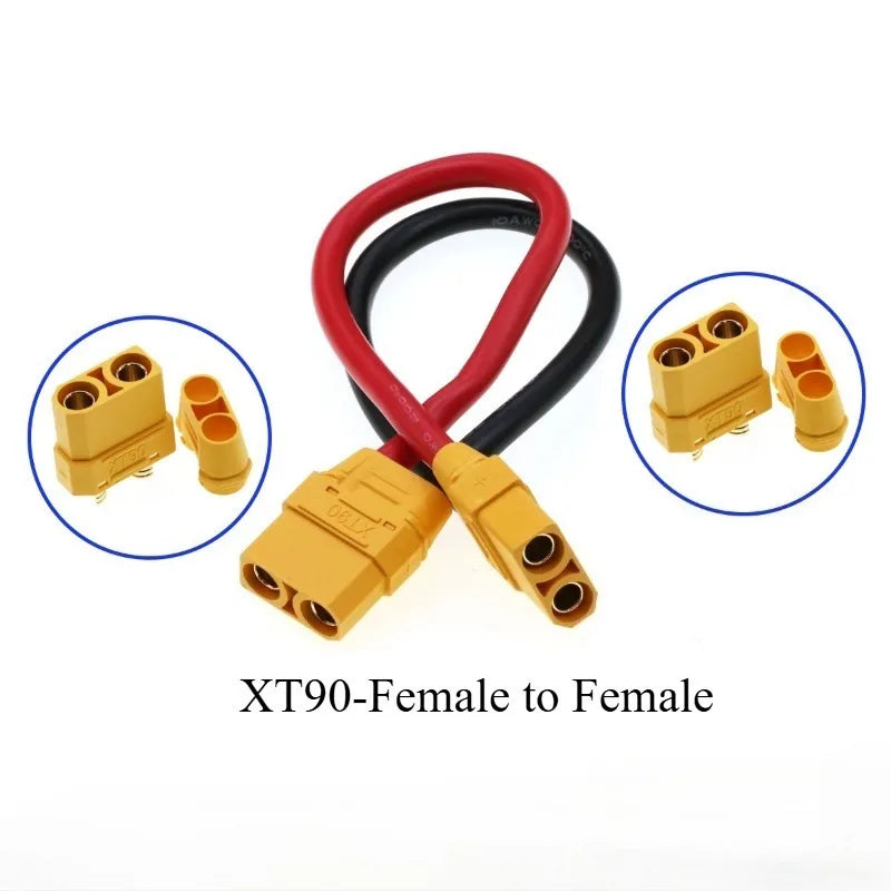 Mobile Energy‑Storage Wire XT90 Male Female To 45A Pure Copper Connector For RV Off‑Grid Lithium Battery Power Connection 12AWG Quake XT90-F to F 12AWG 2M