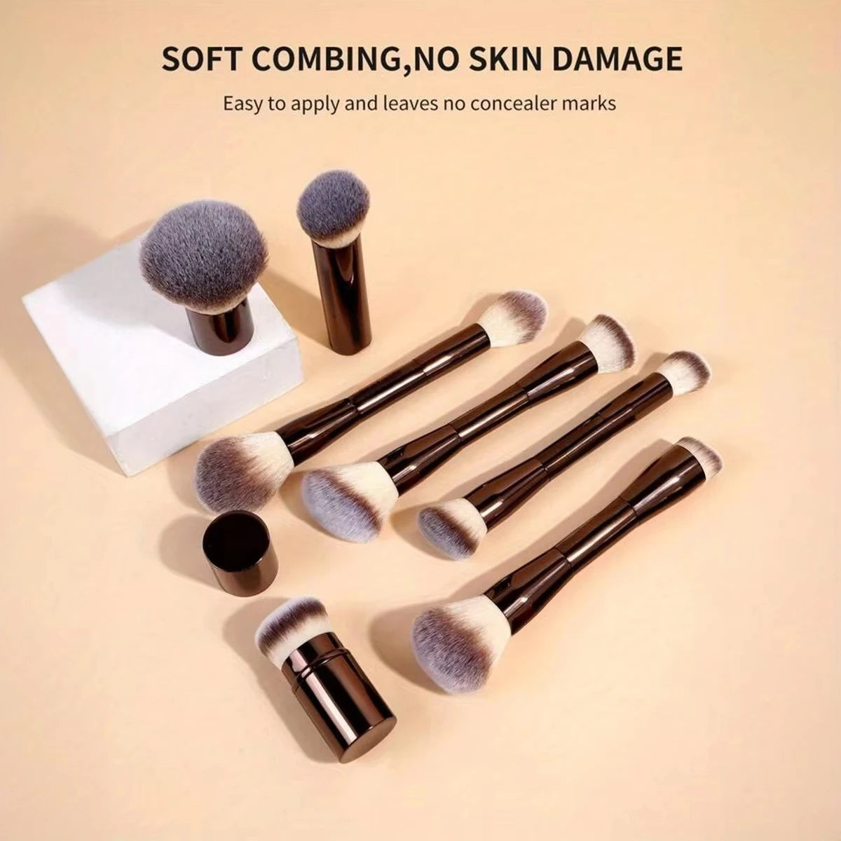 Professional Makeup Brush Set with Aluminum Handles and Soft Synthetic Bristles for Foundation, Powder, Blush, Contour, Eyeshado Quake