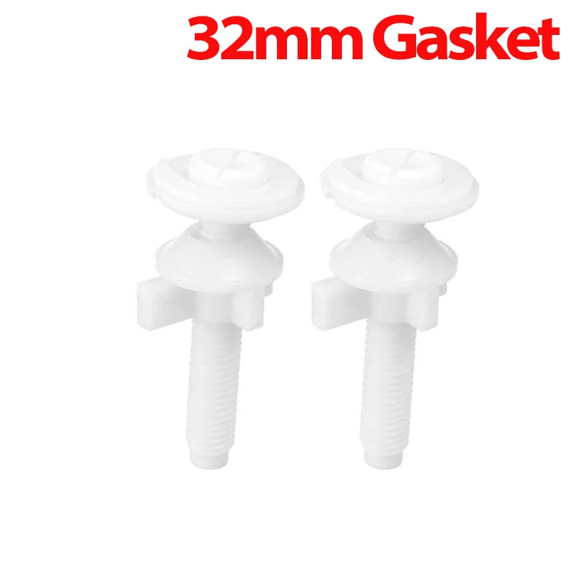 10/2PCS Toilet Cover Bolts for Fixing The Top Toilet Seat Replacement Toilet Seat Screws Kit Plastic Bolts with Nuts and Washers Quake 32mm Gasket 2PCS