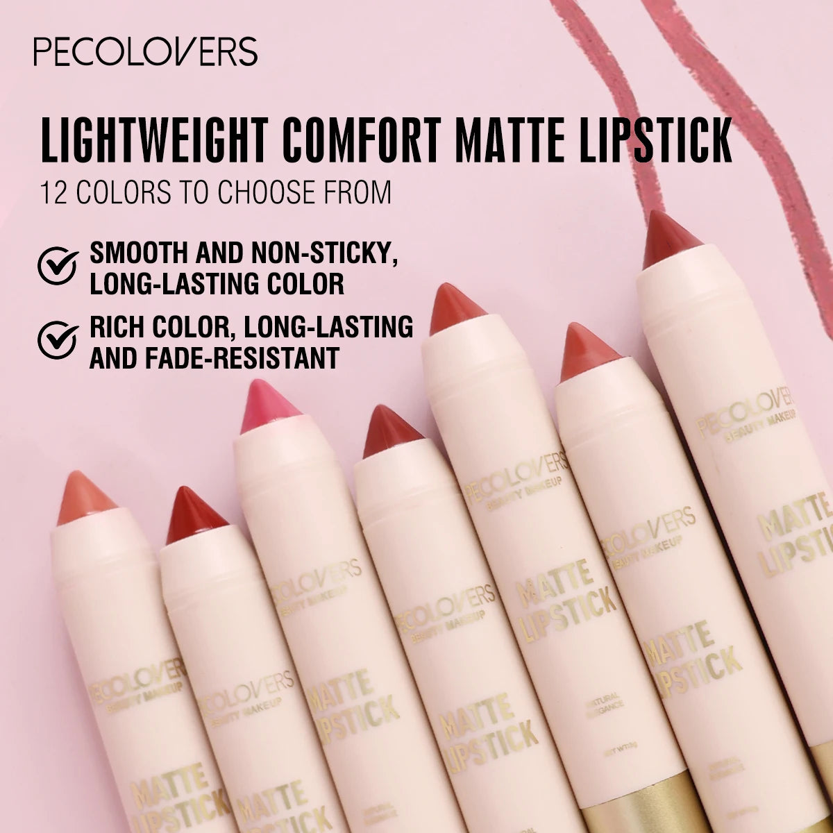12 Pcs Matte Long-lasting Lipliner Set, Crayon Nib Design Lip Line Lipstick Dual Use, High Color Rendering, Matte Non-stick Quake