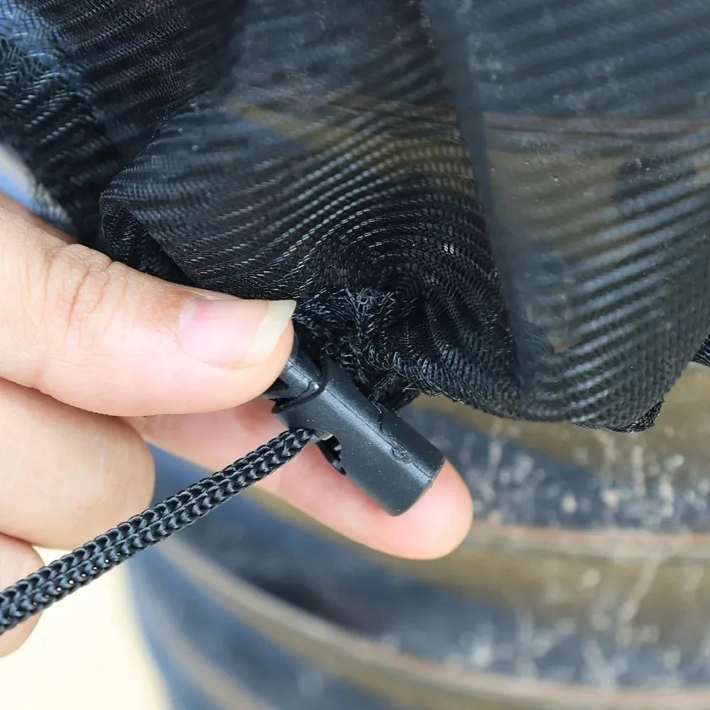 Water Bucket Net Cover Outdoors Rain Barrels Screen Insect Proof Mesh Cover Rain Water Collection Bucket Netting with Drawstring Quake