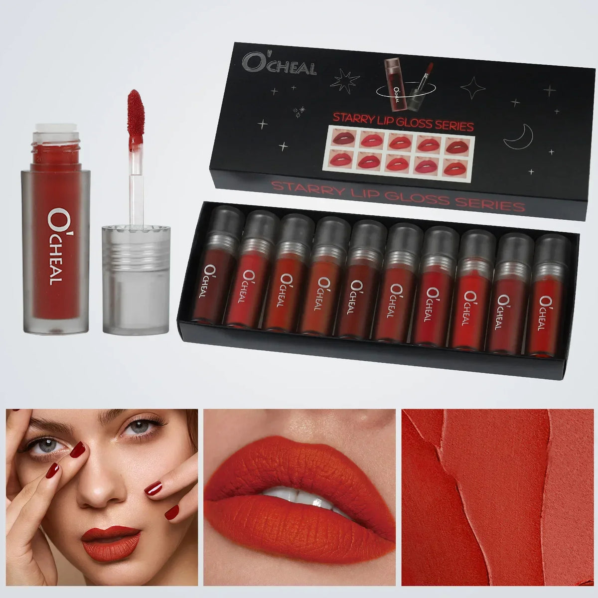 10PCS Matte Velvet Lip Gloss Set Hydrating Moisturizing Non-Sticky Liquid Lipstick Collection for Smooth Comfortable Lip Makeup Quake