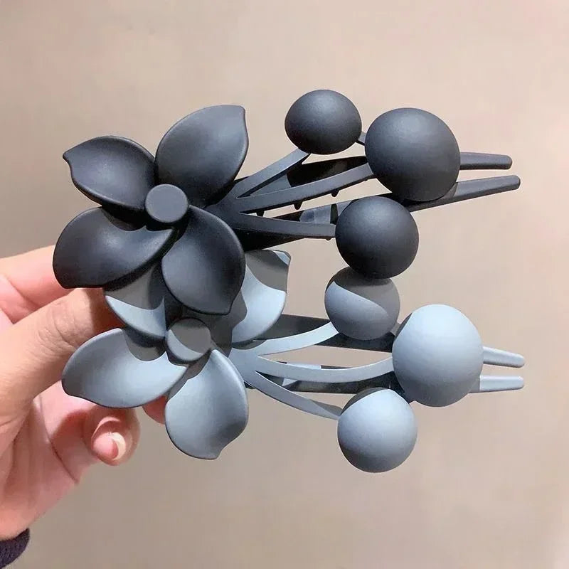 Elegant Flower Hair Clips Clamp Women Summer Hair Clip Headdress Back Head Spoon Coiled Hairpins Duckbill Clip Ponytail Holder Quake