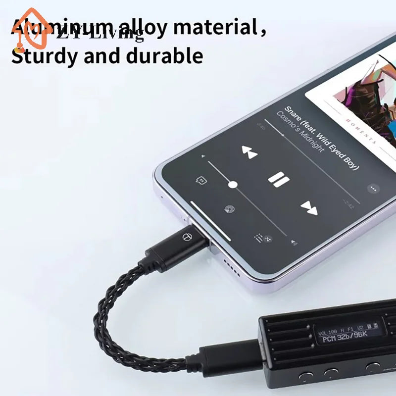 TRN TO Type C To Type C DAC Amp Upgrade Cable Hifi Adapter Earphone Amplifier 8Strand Silver-Plated Wire For TRN TE PRO Phones Quake