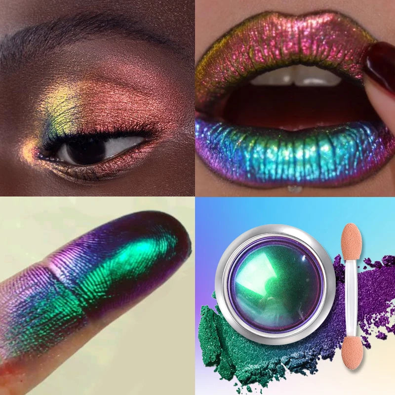 High-Pigmented MultiChrome Eyeshadow Powder MultiChrome Shifting Pigments Duochrome Chameleon Eyeshadow Infinite Chrome Powder Quake