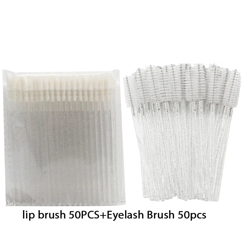 vvocci 100PCS Disposable Eyelash Extension Applicator Wands & Mascara Brushes - Wholesale Makeup Tools for Eyelashes & Eyebrows Quake M493 100pcs white Plastic
