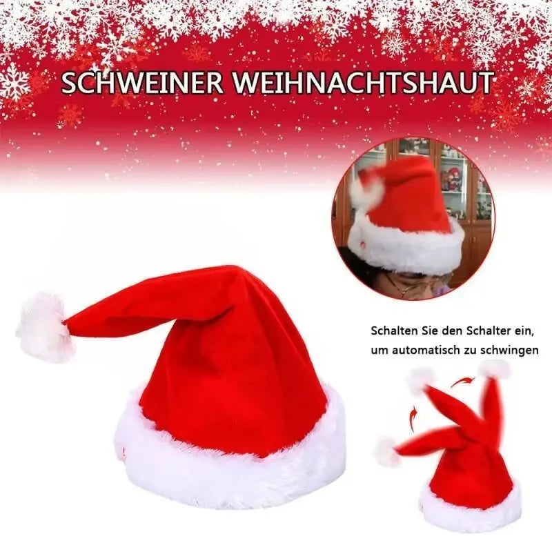 Merry Christmas adjustable LED Lights High-end Plush Children Adult Santa Hat Christmas Decorations Christmas Supplies LuminousS Quake