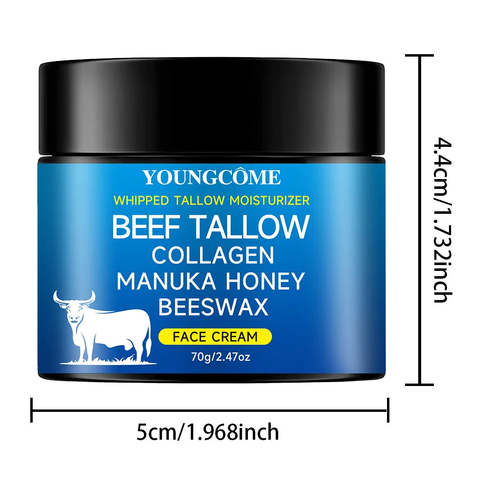 Tallow Face Cream Raw Honayolive Oil Anti Aging Face Cream Wrinkle Remover Collagenr Smooth Wrinkle Moisturizing Firming Quake 70G