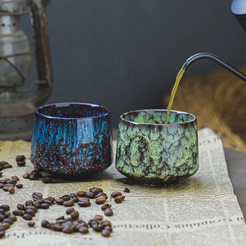 Small ceramic coffee cup, office and home latte art cup, personal hand warmer water cup Quake