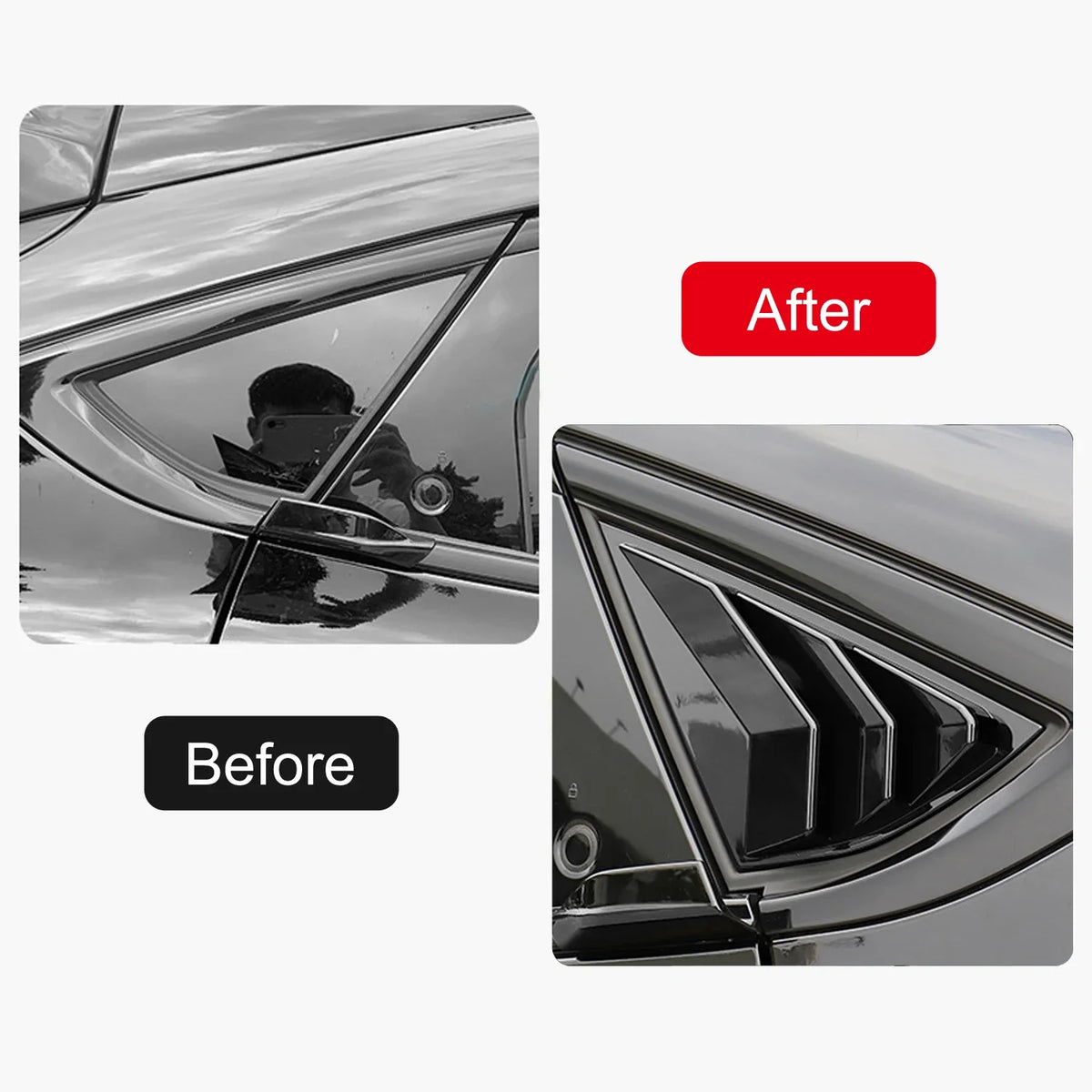 For Mustang Mach-E Mach E 2021 2022 Car Rear Louver Window Side Shutter Cover Trim Sticker Vent Scoop ABS Carbon Fiber Style Quake