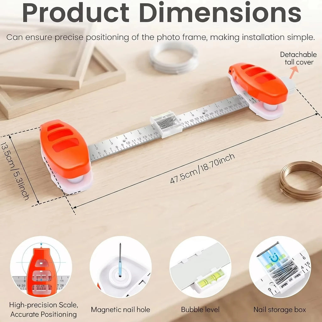 Picture Hanging Tool with Level Level Ruler Picture Hanging Tool Precision Marking Alignment Ruler Quake