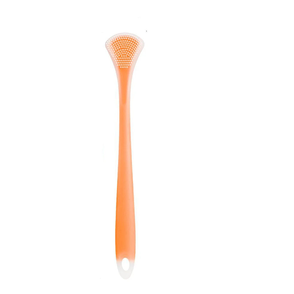 vvocci Silicone Tongue Scraper Tongue Double-sided Cleaner Fresh Breath Massage Tongue Cleaner Oral Cleaning Care Tool Quake M519 1PCS Orange