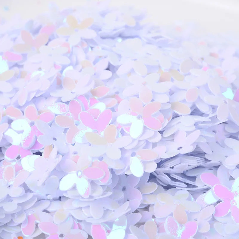 50g/500g Glitters Sequins Flower with Hole PVC Paillette DIY Wedding Sewing Process Clothing Craft Lentejuelas Accessories Quake 51 white 500g