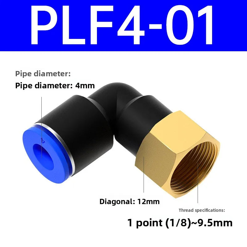 1pcs PLF Pneumatic Fittings Female Thread 1/8 1/4 3/8 1/2 Hose OD 4/6/8/10/12mm Air Elbow Connector Tube Push In Fittings Quake PLF4-01 1 Pcs