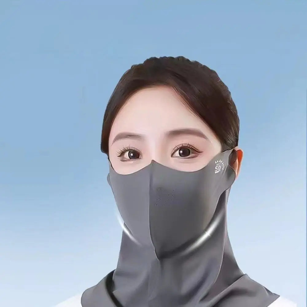UPF50+ Sun Protection Mask Fashion 3D Ice Silk Anti-UV Neck Scarf Sunscree Dustproof Sunshade Face Mask Outdoor Quake